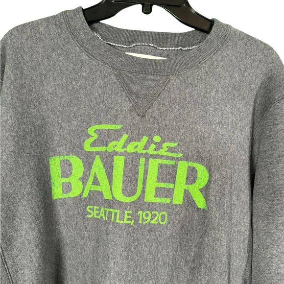 Eddie Bauer Size Large Crewneck Long Sleeve Gray Green Sweatshirt - Picture 3 of 8